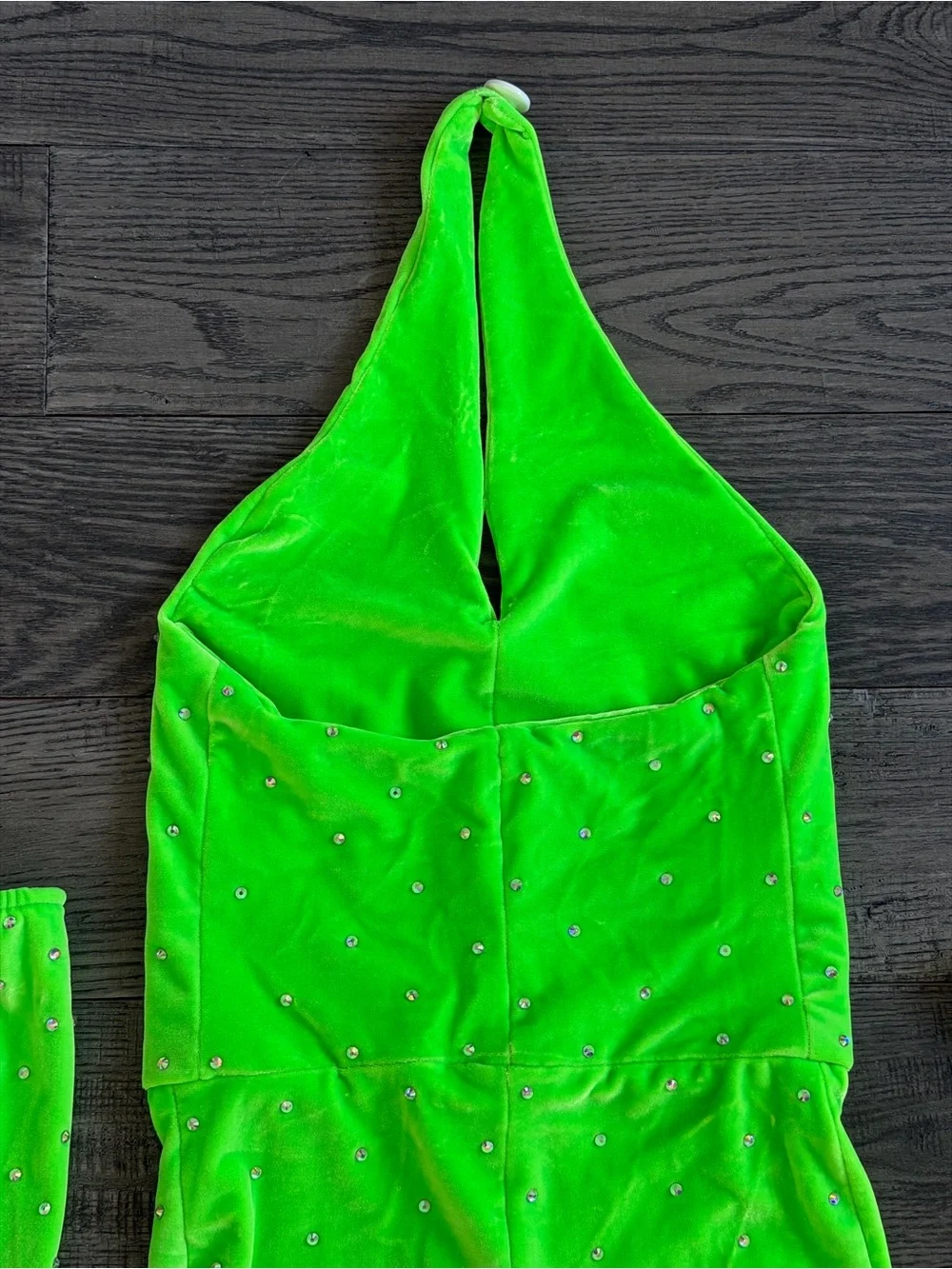 Kids Neon Green Ruffled Halter Dance Costume